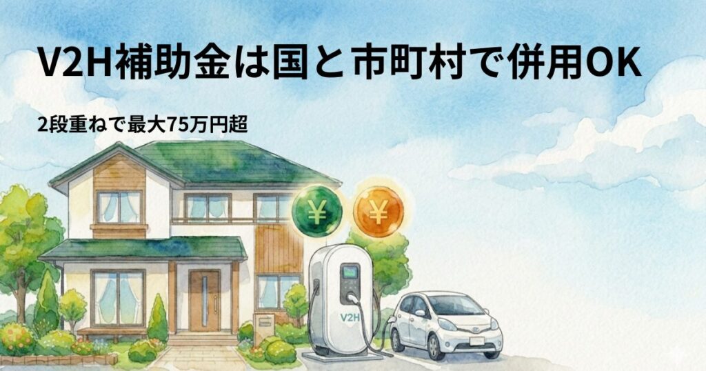 V2H補助金は国と市町村で併用OK