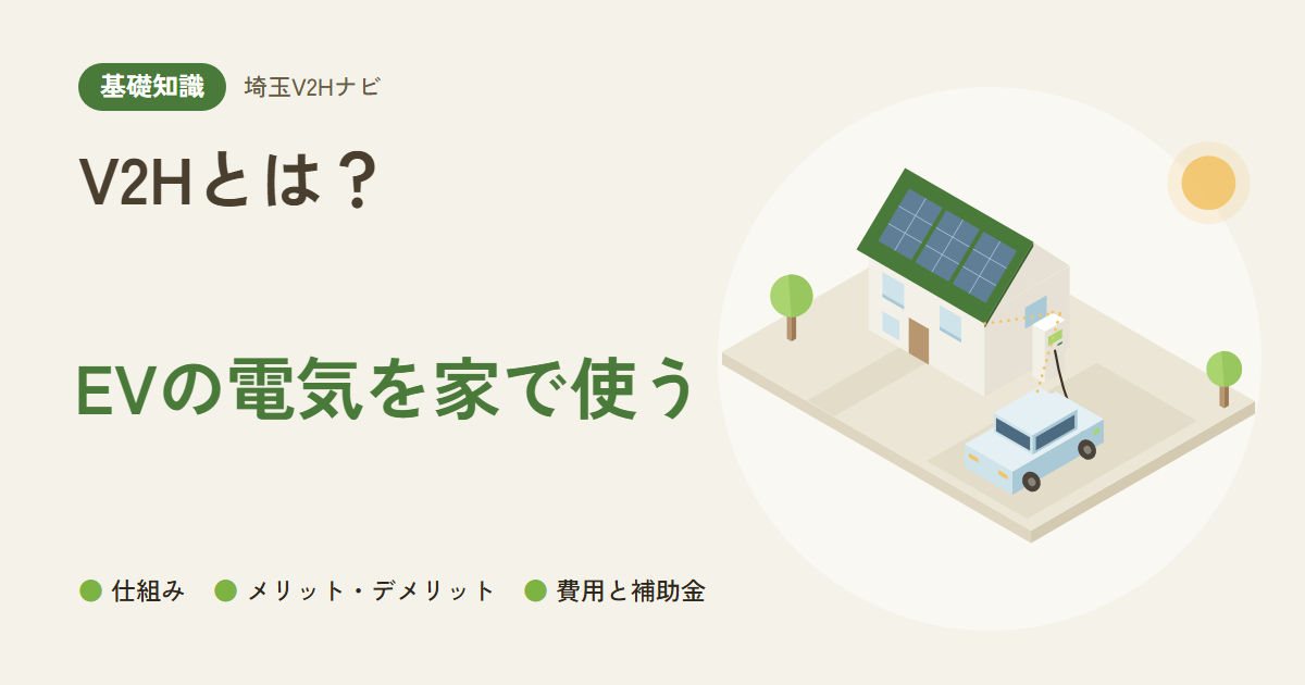 V2Hとは?|EVの電気を家で使う(仕組み・メリット・デメリット・費用と補助金)
